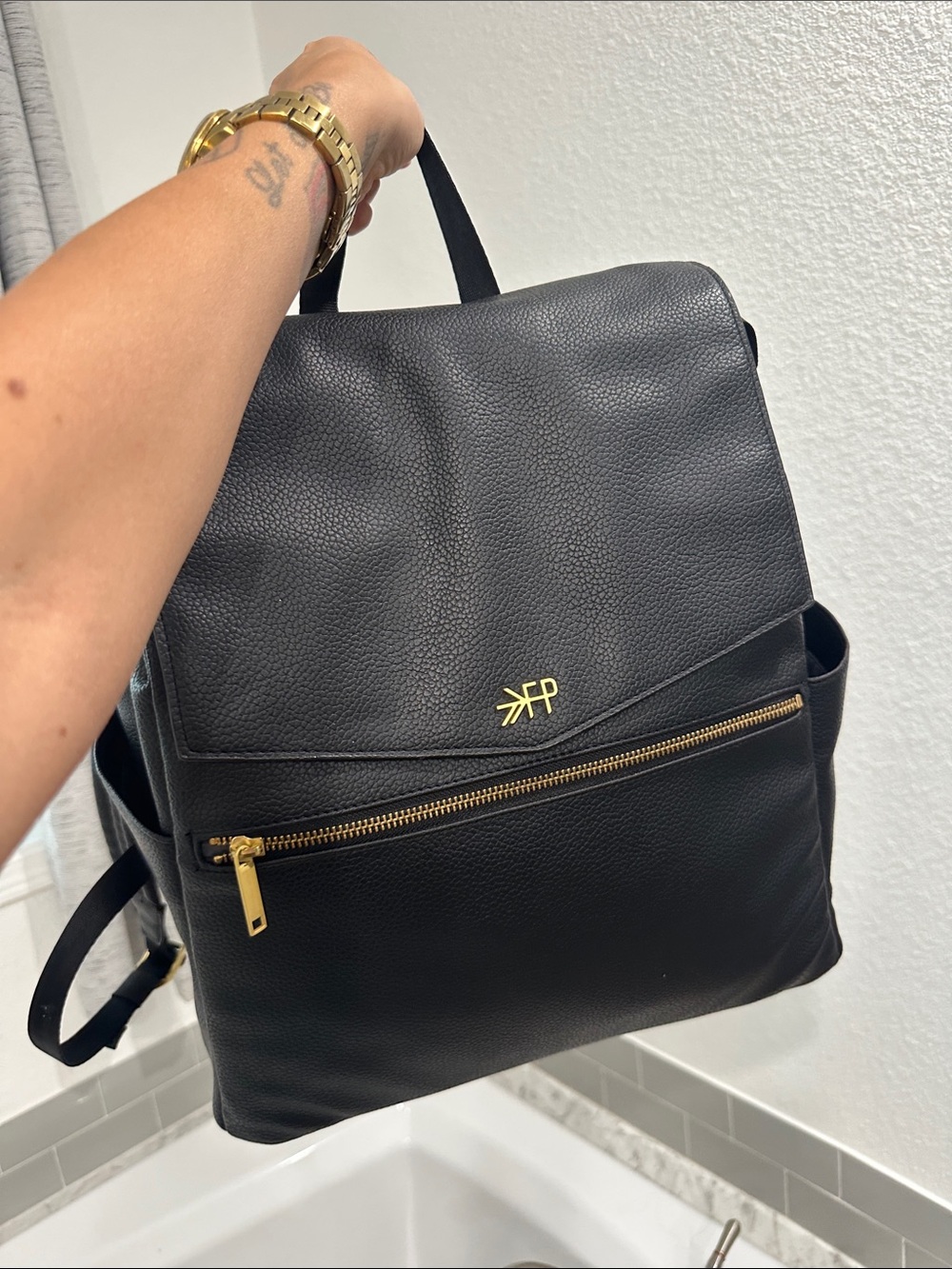 Freshly Picked Black Backpack with Gold Hardware - Picture 2 of 3